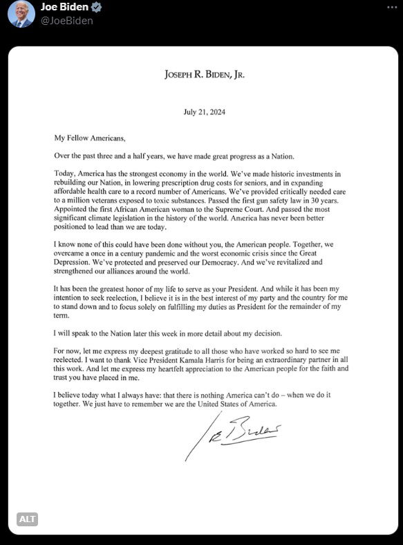 READ Joe Biden’s statement dropping out of 2024 presidential race KESQ