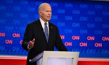 Former President Donald Trump and President Joe Biden debate at CNN's Atlanta studios on June 27