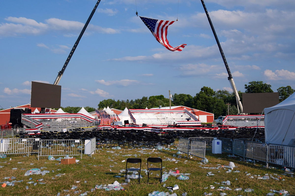 <i>Evan Vucci/AP via CNN Newsource</i><br/>The site of Saturday's Trump campaign rally in Butler