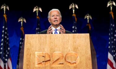 Joe Biden speaks during the fourth day of the Democratic National Convention on August 20