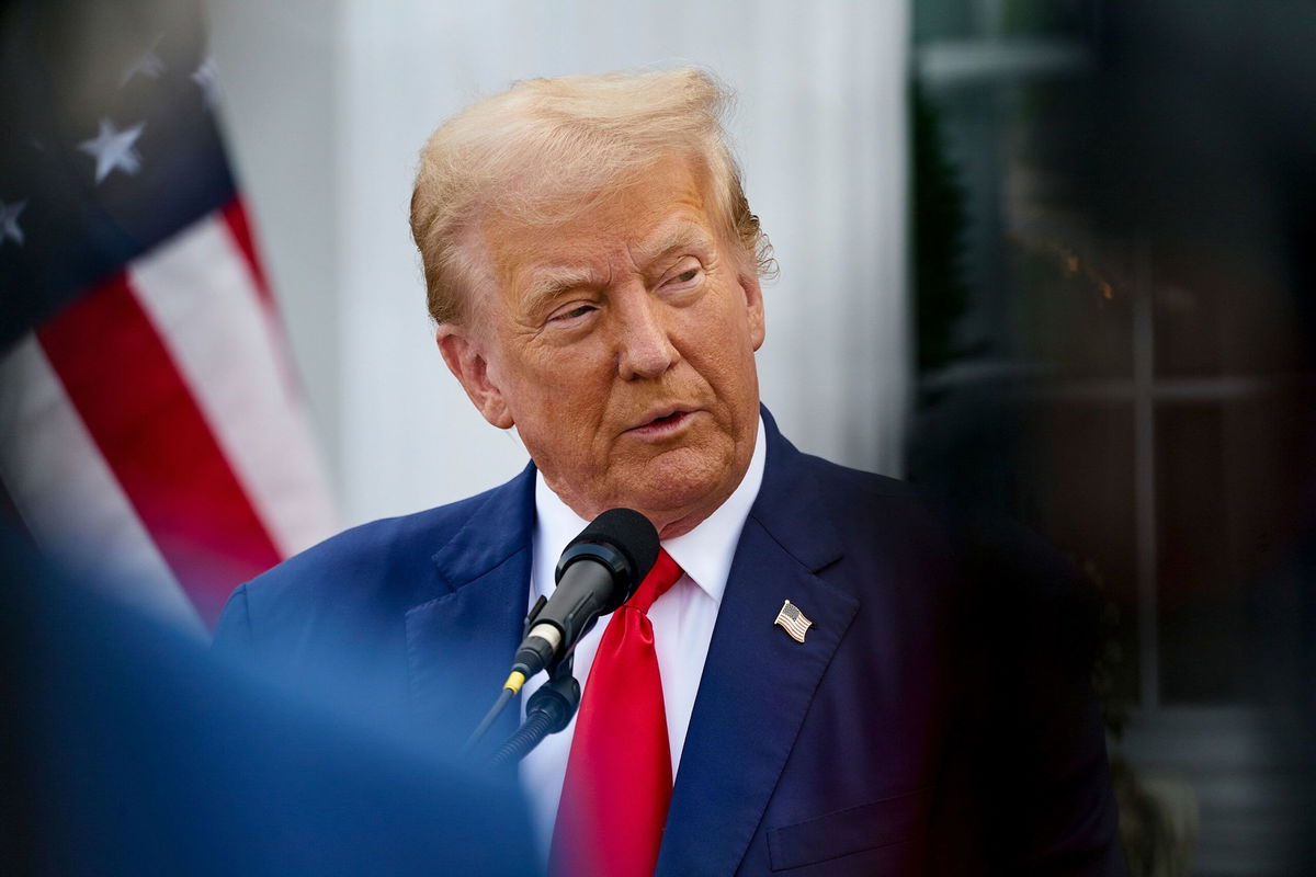 <i>Bing Guan/Bloomberg via Getty Images via CNN Newsource</i><br/>Former President Donald Trump speaks during a news conference at Trump National Golf Club in Bedminster