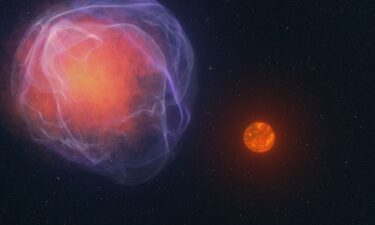 An artist's illustration depicts a low-mass star that was sent on a speedy trajectory that could take it out of the Milky Way after its white dwarf companion exploded in a supernova.