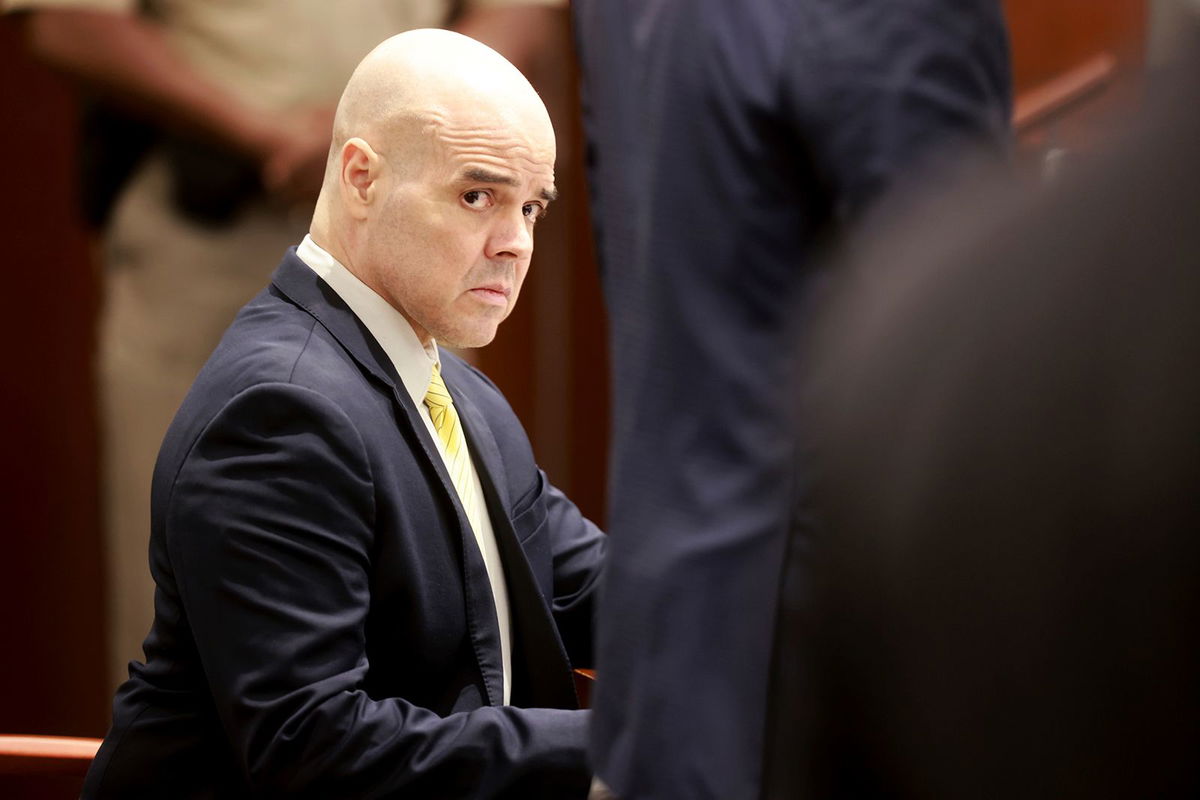 <i>K.M. Cannon/AP via CNN Newsource</i><br/>Robert Telles waits in the courtroom at the Regional Justice Center in Las Vegas