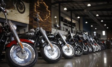 Motorcycles on the showroom floor at the Bluegrass Harley-Davidson dealership in Louisville