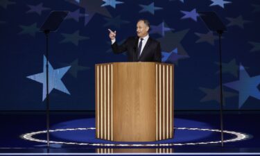 Second gentleman Doug Emhoff speaks at the Democratic National Convention in Chicago on August 20