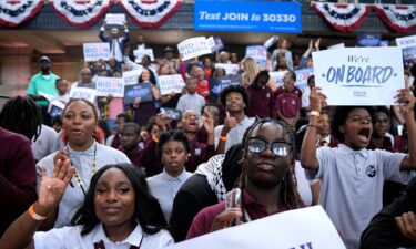 Supporters listen as President Joe Biden speaks during a campaign event at Girard College in Philadelphia on May 29.