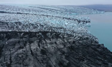 An iceberg that has broken off of receding Breidamerkurjokull glacier