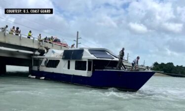 U.S. Coast Guard said two boats were swept into bridges by the strong winds from Hurricane Helene.