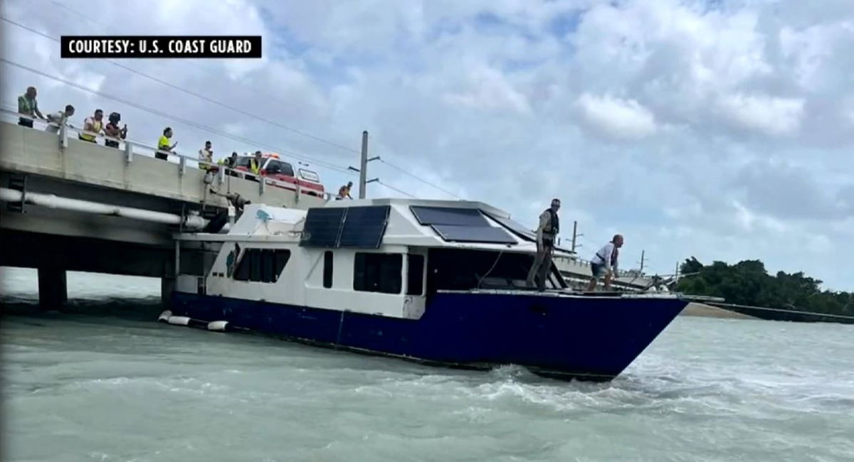 <i>U.S. Coast Guard/WSVN via CNN Newsource</i><br/>U.S. Coast Guard said two boats were swept into bridges by the strong winds from Hurricane Helene.