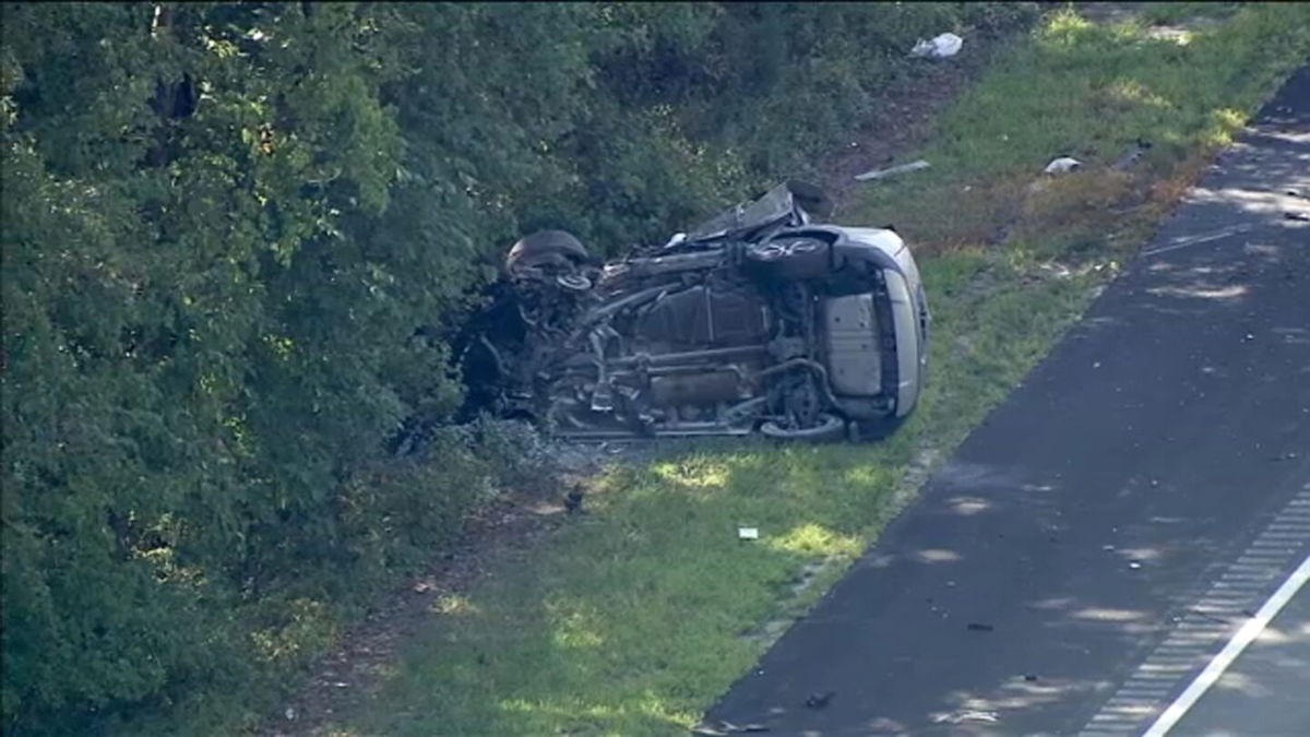 <i>WPVI via CNN Newsource</i><br/>Chopper 6 was over the scene of a fatal crash on Route 55 North in Mantua Twp.