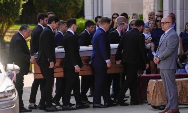 The remains of Johnny and Matthew Gaudreau arrive at St. Mary Magdalen Catholic Church in Media