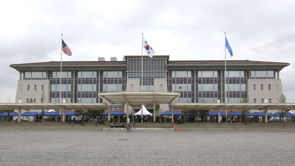 <i>Ahn Young-joon/AP via CNN Newsource</i><br/>The newly opened headquarters of the US Forces Korea is seen at Camp Humphreys in Pyeongtaek