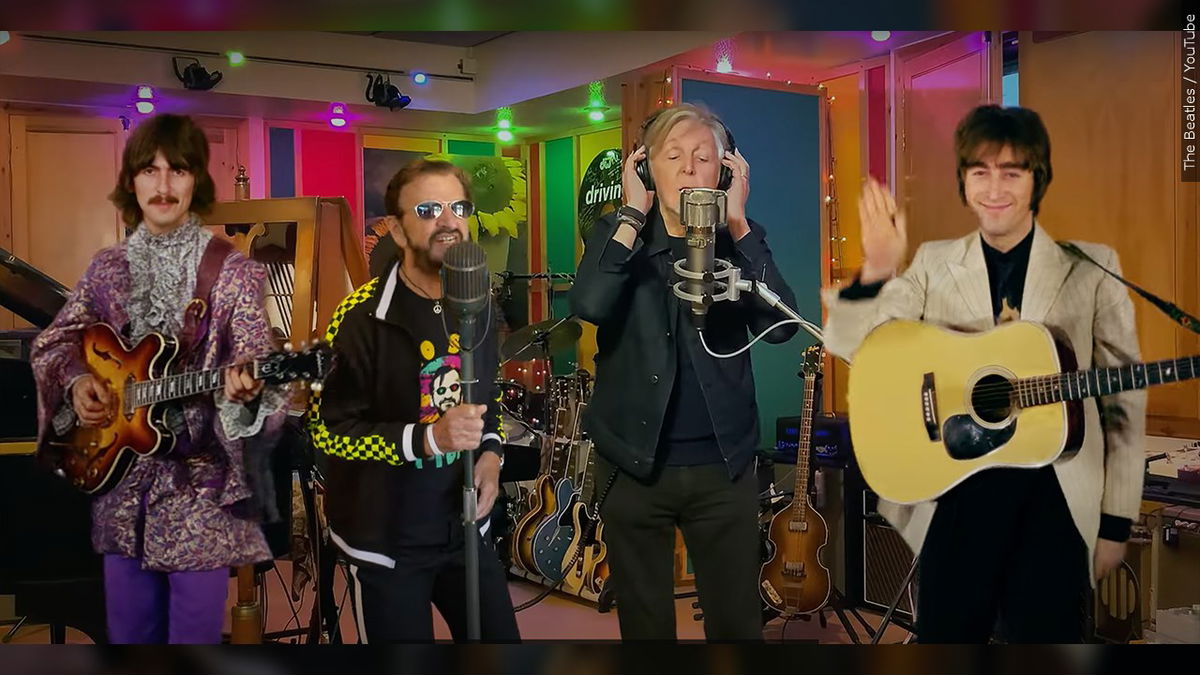 PHOTO: George Harrison, Ringo Starr, Paul McCartney, John Lennon, The Beatles appear in the new music video for 'Now and Then', Photo Date: undated