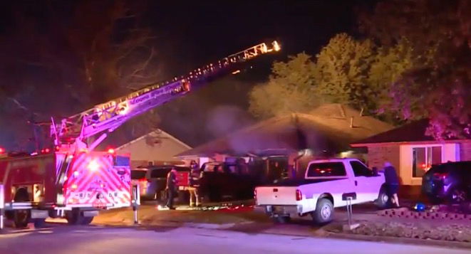 <i>KOCO via CNN Newsource</i><br/>A family of five escaped to safety after a fire sparked early November 12 at a home in Moore.