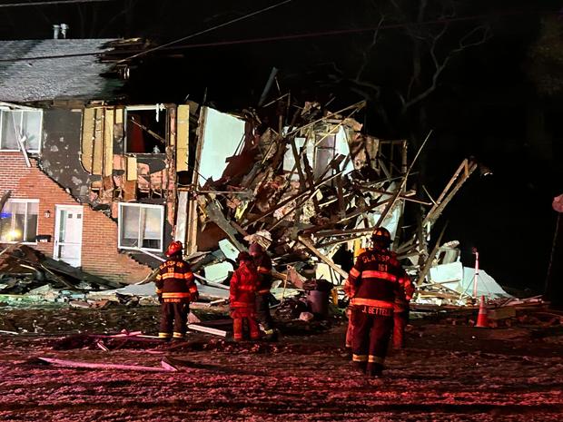 <i>KDKA via CNN Newsource</i><br/>Two apartments were destroyed and at least eight people were left without a home following a late-night explosion at the Century Townhomes in Clairton.