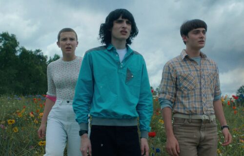 Millie Bobby Brown as Eleven and Finn Wolfhard as Mike Wheeler in "Stranger Things."