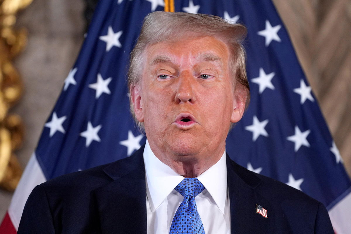 <i>Evan Vucci/AP via CNN Newsource</i><br/>President-elect Donald Trump speaks during a news conference at Mar-a-Lago in Palm Beach