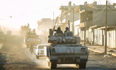 US forces patrol oil fields near Syria's northeastern border with Turkey in the Qahtaniyah countryside in the far northeast corner of Hasakeh province on September 3.