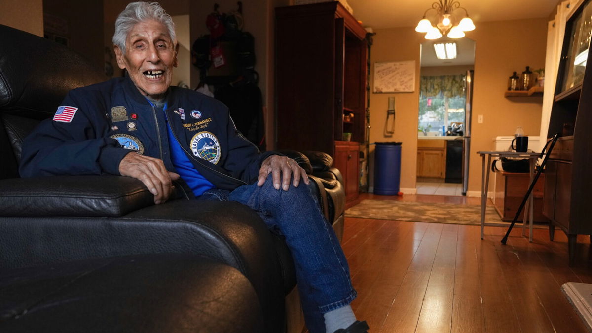 FILE - Pearl Harbor Navy veteran Bob Fernandez is photographed at home Tuesday, Nov. 19, 2024, in Lodi, Calif.