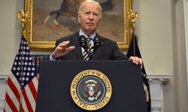 US President Joe Biden speaks about the economy in the Roosevelt Room of the White House in Washington