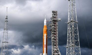 The Artemis I lunar rocket sits on the launchpad at NASA's Kennedy Space Center in Florida in September 2022