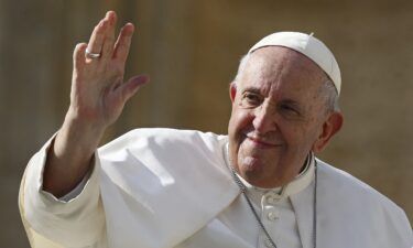 Pope Francis waves at the end of his weekly general audience at Saint Peter's Square in the Vatican in October 2022.