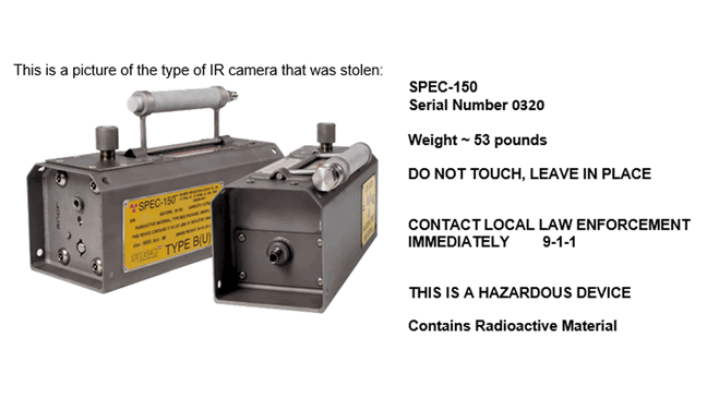 <i>Courtesy:NCDHHS/WLOS via CNN Newsource</i><br/>A file image of the type of IR camera that was stolen from a truck in Kernersville