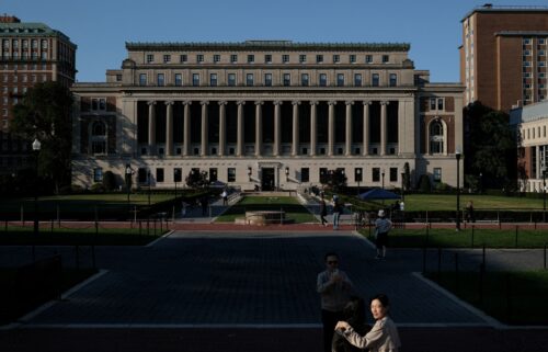 People walk through Columbia University campus on the first day of the new semester in New York City