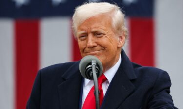 President Donald Trump reacts as he delivers remarks on tariffs in the Rose Garden at the White House in Washington