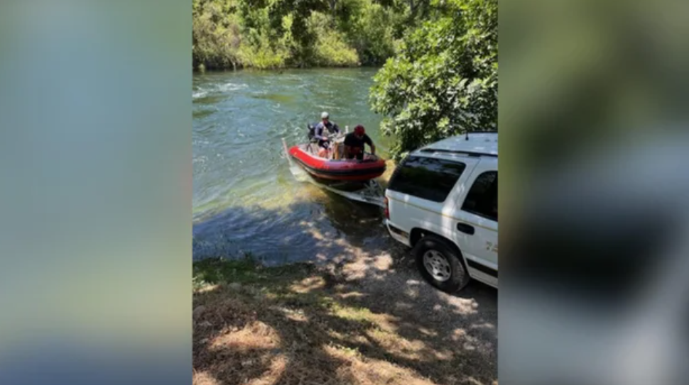 <i>KOVR/Modesto Fire Department via CNN Newsource</i><br/>Scene of the rescue in the Stanislaus River on May 25.