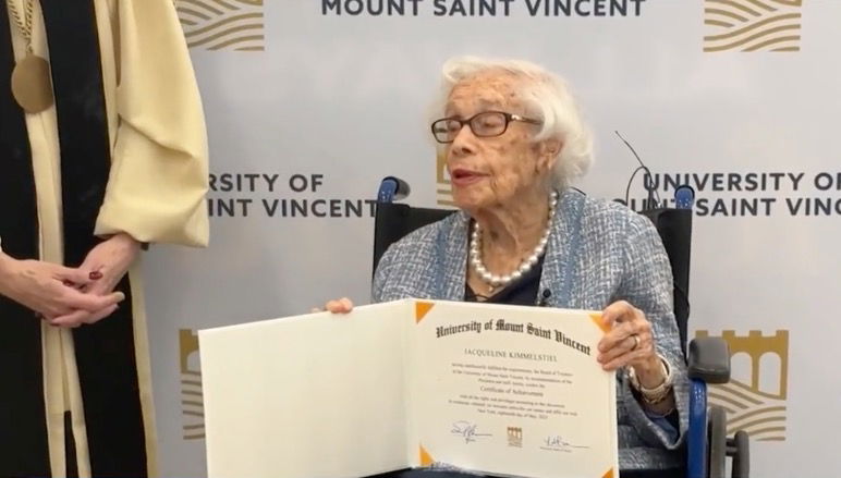 <i>WCBS via CNN Newsource</i><br/>May 13 was a day to remember for a 97-year-old Holocaust survivor who got to live out her dream of going to college. Jacqueline Kimmelstiel was quick to become popular during her first and only day at the University of Mount Saint Vincent in the Bronx.