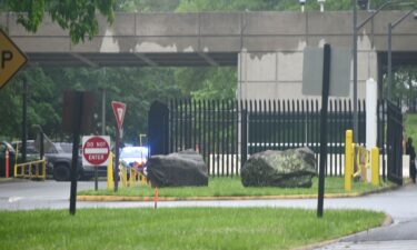 A view of the gates to the CIA property after a person shot outside Central Intelligence Agency Headquarters by security guards in McLean
