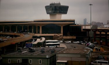 An airport control tower is seen at Terminal C in Newark Liberty International Airport on Tuesday in Newark