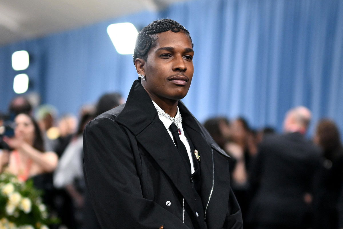 <i>Angela Weiss/AFP/Getty Images via CNN Newsource</i><br/>A$AP Rocky arrives for the 2025 Met Gala on May 5 in New York.