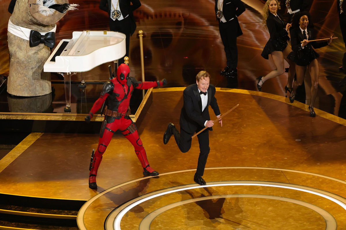 <i>Kevin Winter/Getty Images via CNN Newsource</i><br/>Host Conan O'Brien performs onstage during the 97th Annual Oscars at Dolby Theatre on March 2 in Hollywood