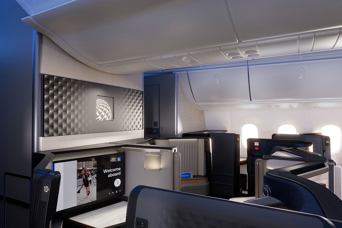 <i>United Airlines via CNN Newsource</i><br/>United Polaris Studio: The new studio suites are located in the first row of each business class section. There will be eight total on the airline's new Boeing 787-9 aircraft.