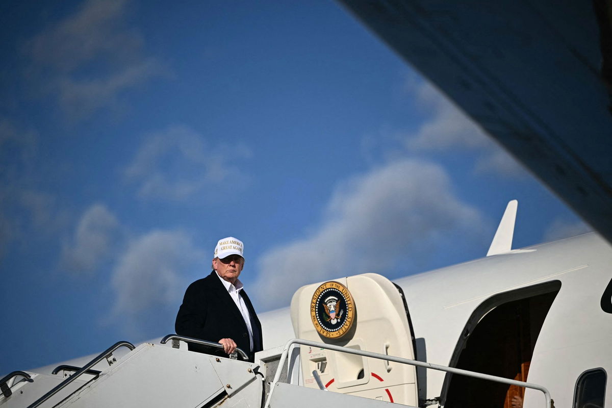 <i>Roberto Schmidt/AFP/Getty Images via CNN Newsource</i><br/>This February 15 photo shows a Boeing 747 on the tarmac of Palm Beach International Airport after US President Donald Trump toured the aircraft.