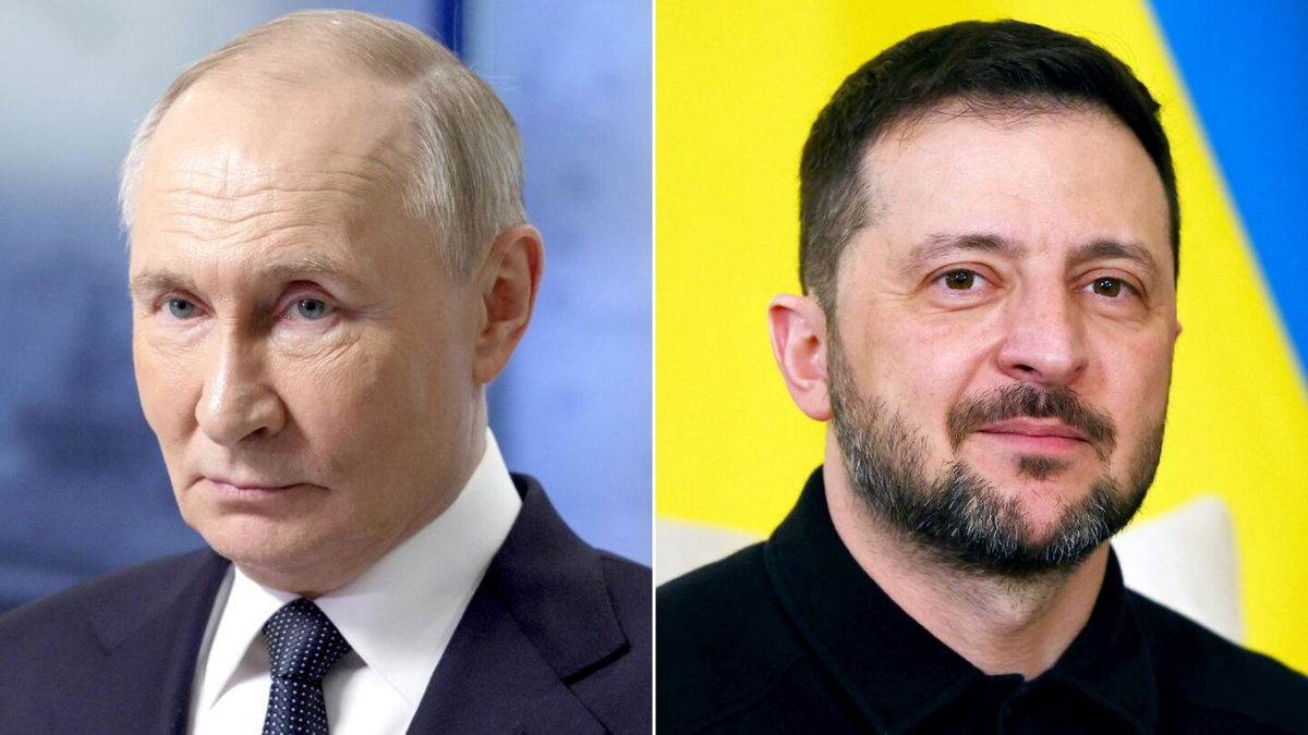<i>Getty Images via CNN Newsource</i><br/>Russian President Vladimr Putin and Ukrainian President Volodymyr Zelensky