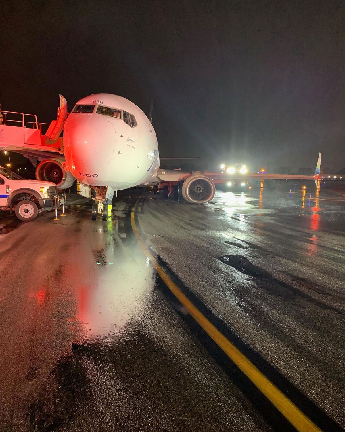 <i>Orange County Fire Authority via CNN Newsource</i><br/>Orange County Fire Authority responds to plane where landing gear collapsed.