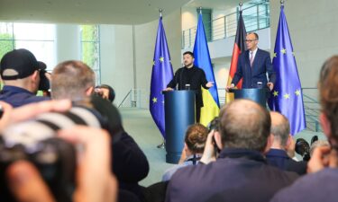Ukrainian President Volodymyr Zelensky and German Chancellor Friedrich Merz in Berlin on May 28