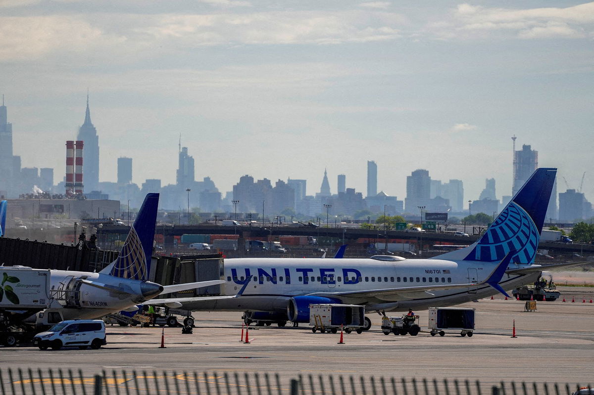 <i>Eduardo Munoz/Reuters via CNN Newsource</i><br/>United Airlines planes are seen on the tarmac at Newark Liberty International Airport