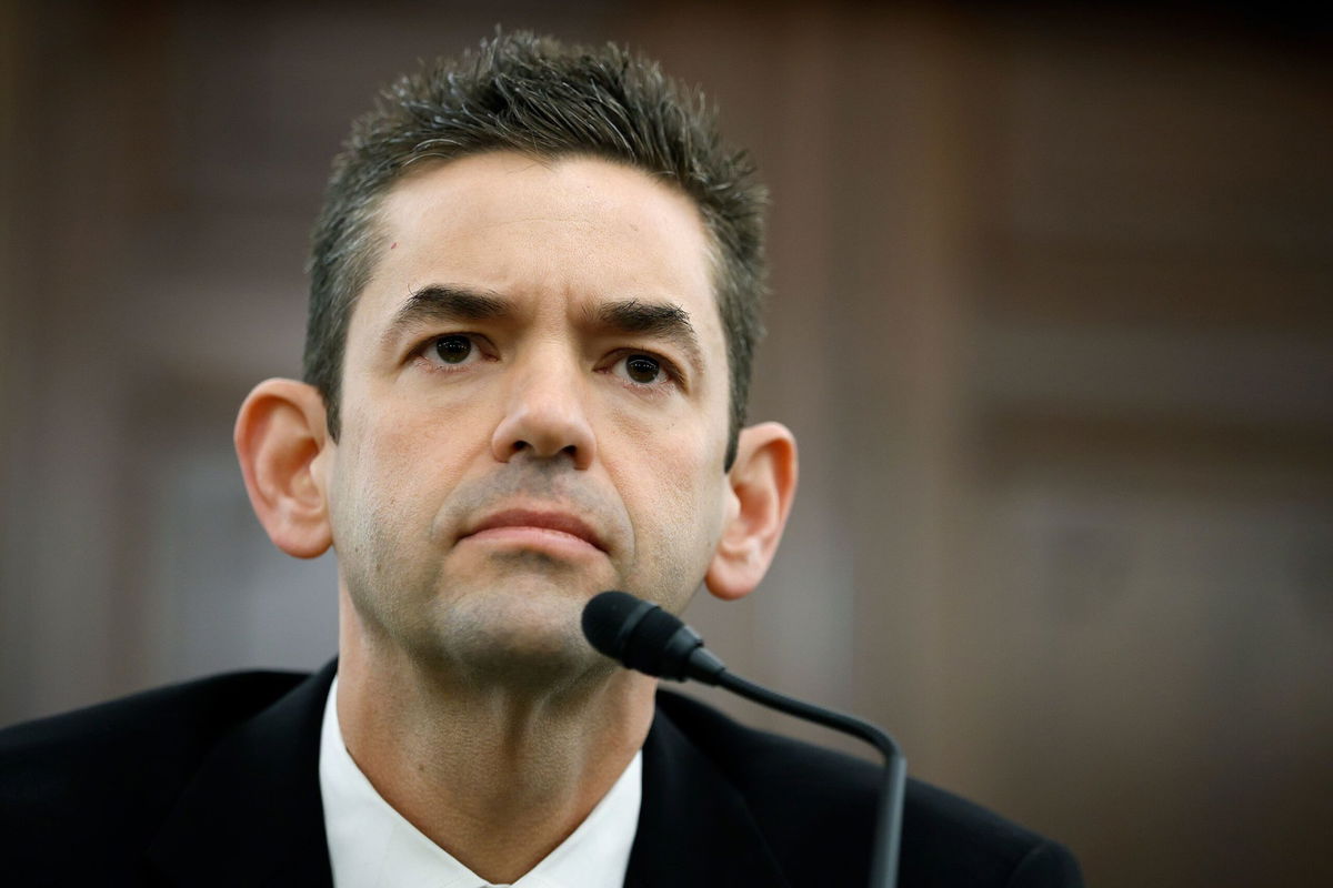 <i>Kevin Dietsch/Getty Images via CNN Newsource</i><br/>Jared Isaacman testifies during a Senate confirmation hearing on Capitol Hill on April 9.
