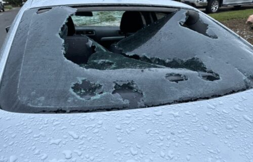 Hail damaged several vehicles in Milliken.
