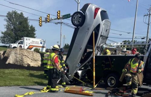 A car flipped and landed on its front grill in Lebanon County on June 23