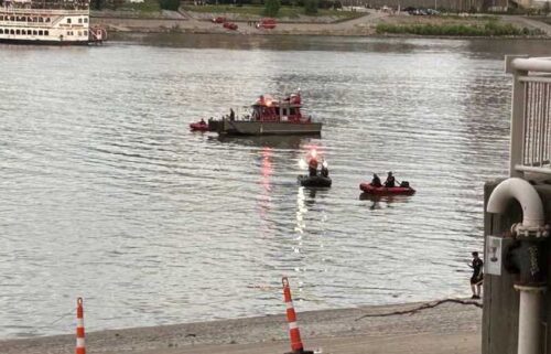Officials say that they are continuing to search for a motorcyclist who was ejected into the Ohio River after a crash on the Taylor Southgate Bridge on June 28 evening.