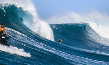 Ralda surfs at Red Bull Magnitude at Jaws in Maui in January 2022.