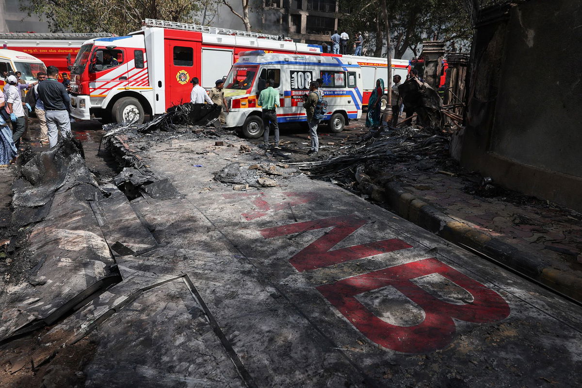 <i>Amit Dave/Reuters via CNN Newsource</i><br/>Wreckage of the Boeing 787 Dreamliner lies at the crash site in Ahmedabad on Thursday.