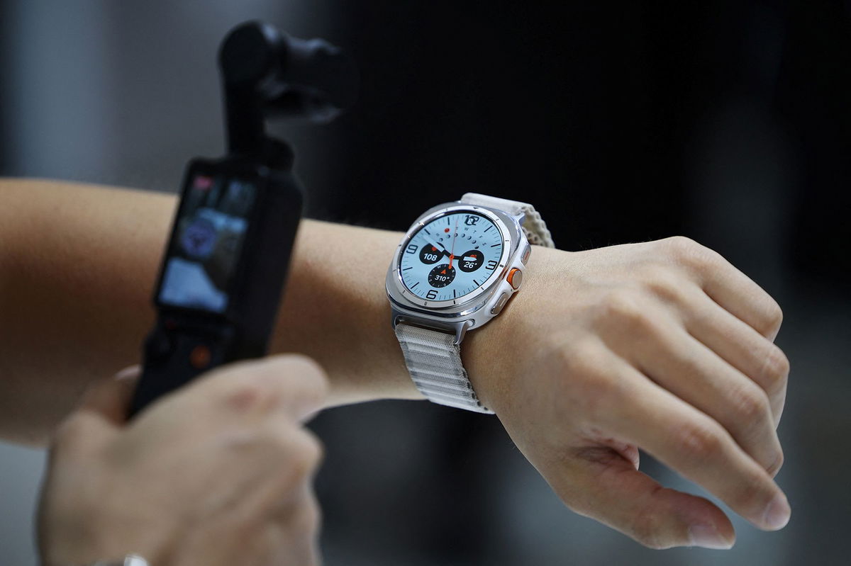 <i>Adam Berry/Getty Images via CNN Newsource</i><br/>Samsung's Stephanie Chosen speaks about the Galaxy Watch Ultra.
