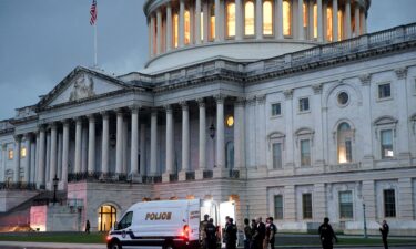 Protesters are detained after breaking through barrier fencing on Capitol Hill in Washington