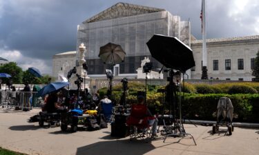 Members of the media outside the US Supreme Court in Washington